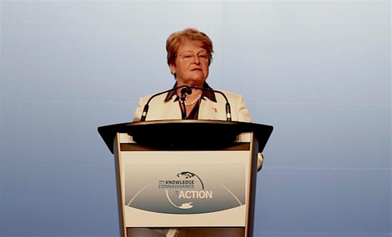 Gro Harlem Brundtland giving her keynote speech at IPY