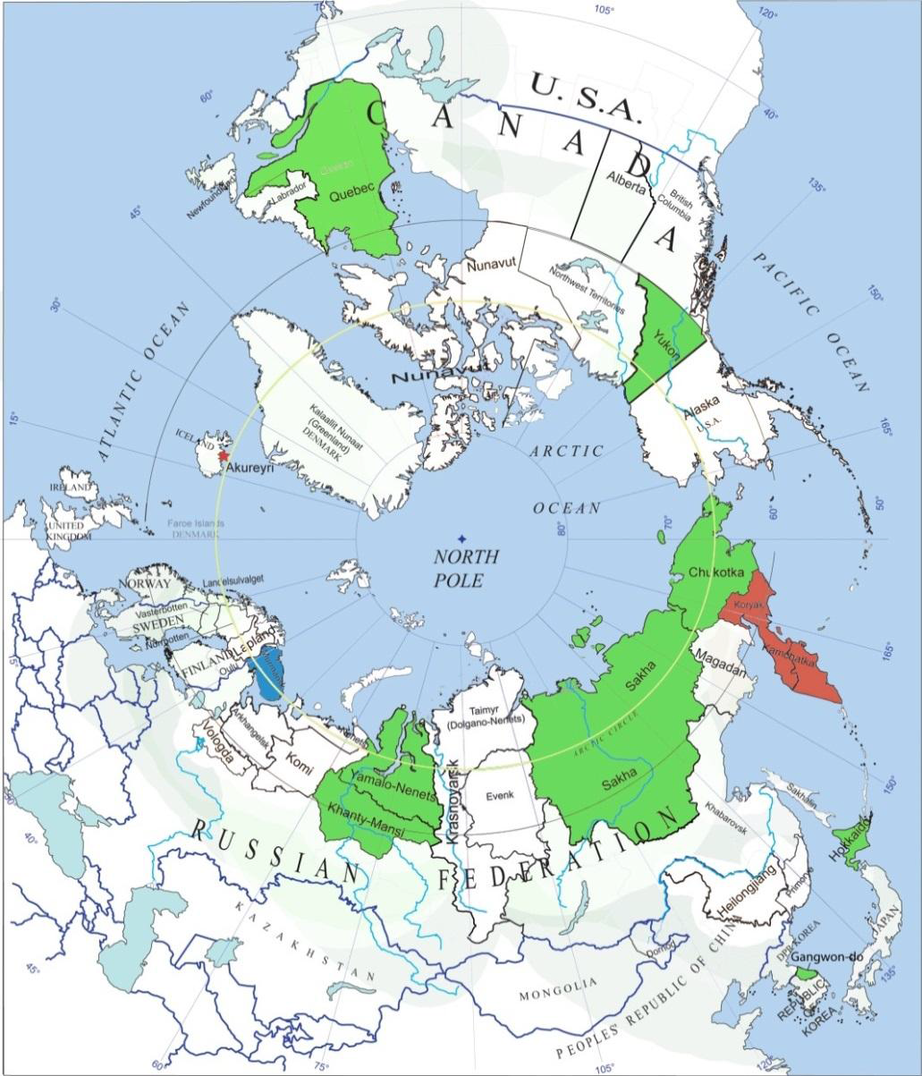 Northern Forum member regions.