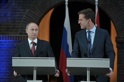 Russian president Vladimir Putin and Dutch Prime Minister Mark Rutte