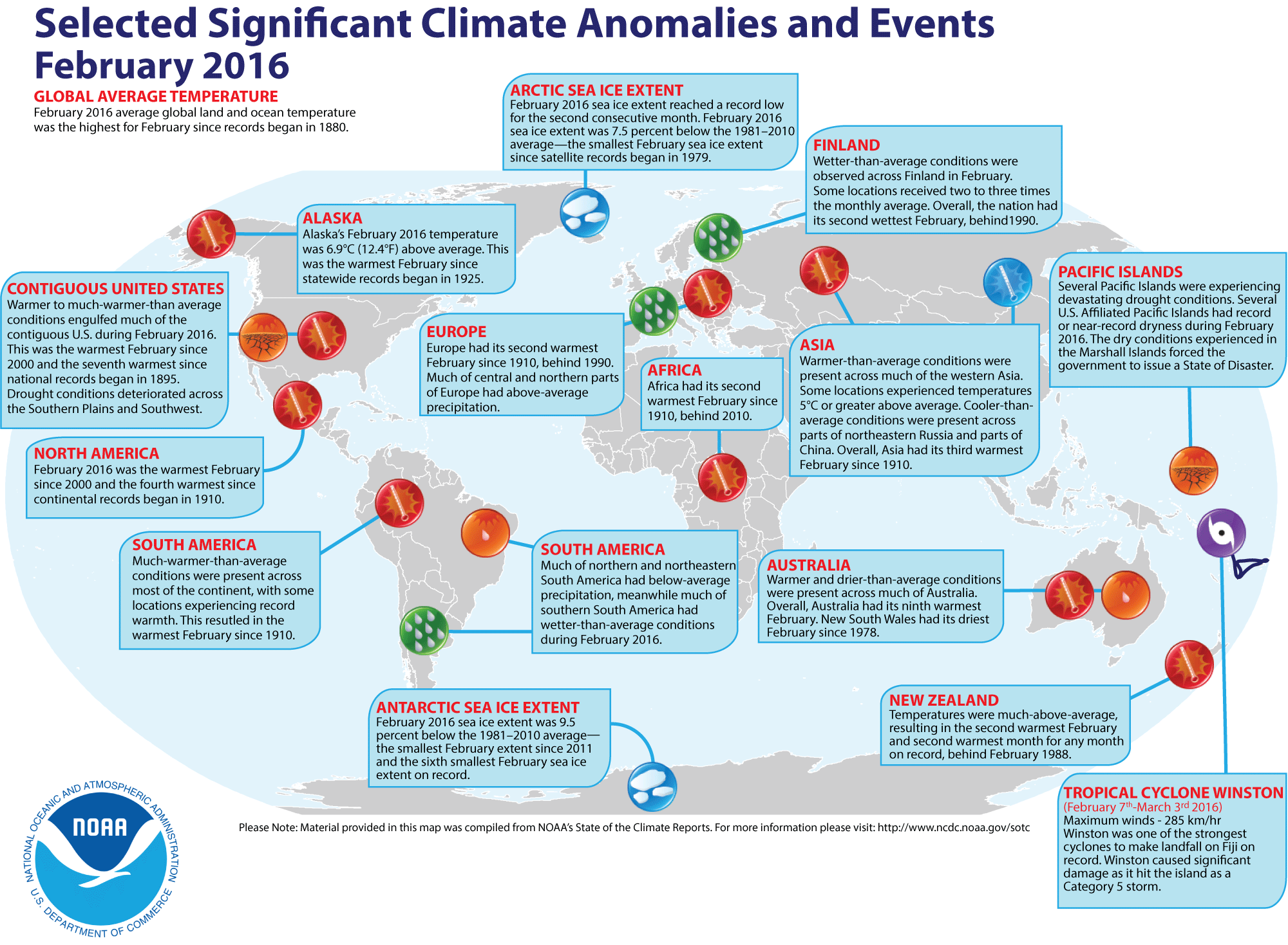 NOAA Selected Climate Anomalies and Events Map