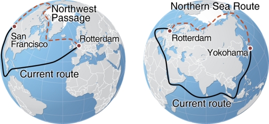Map of Northwest Passage and Northern Searoute