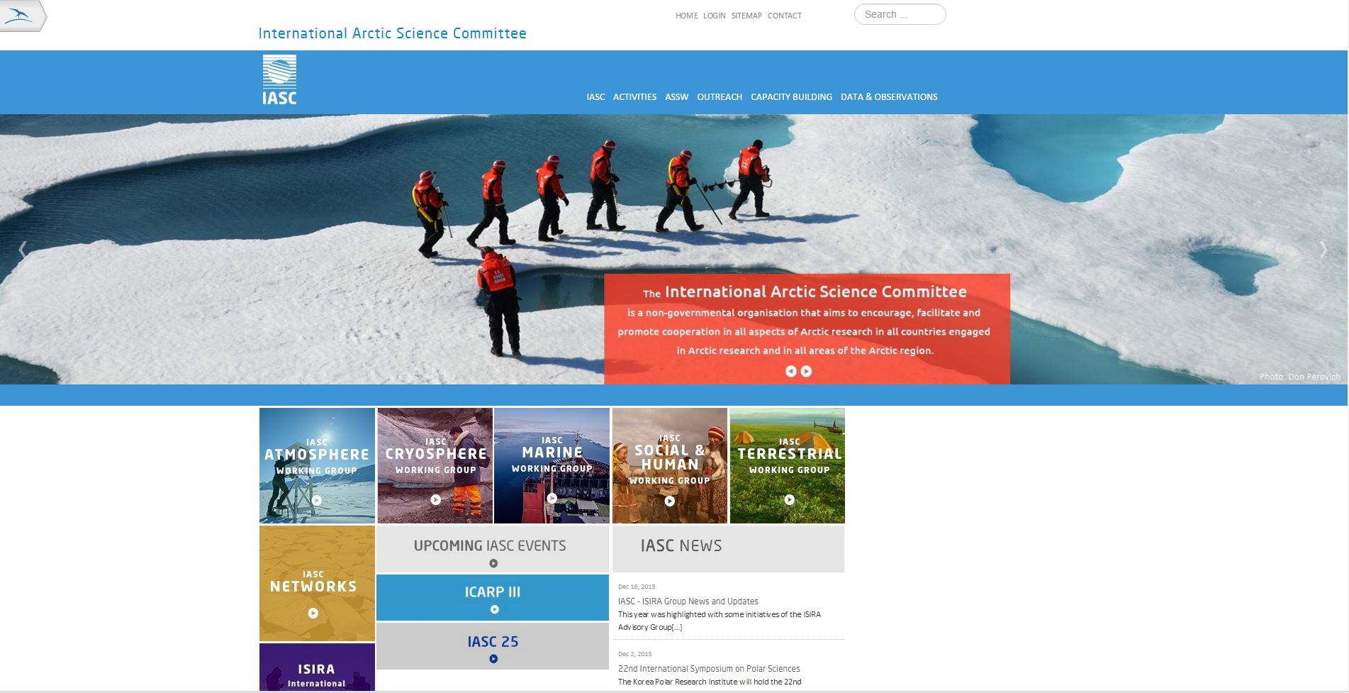 Homepage of the new IASC website