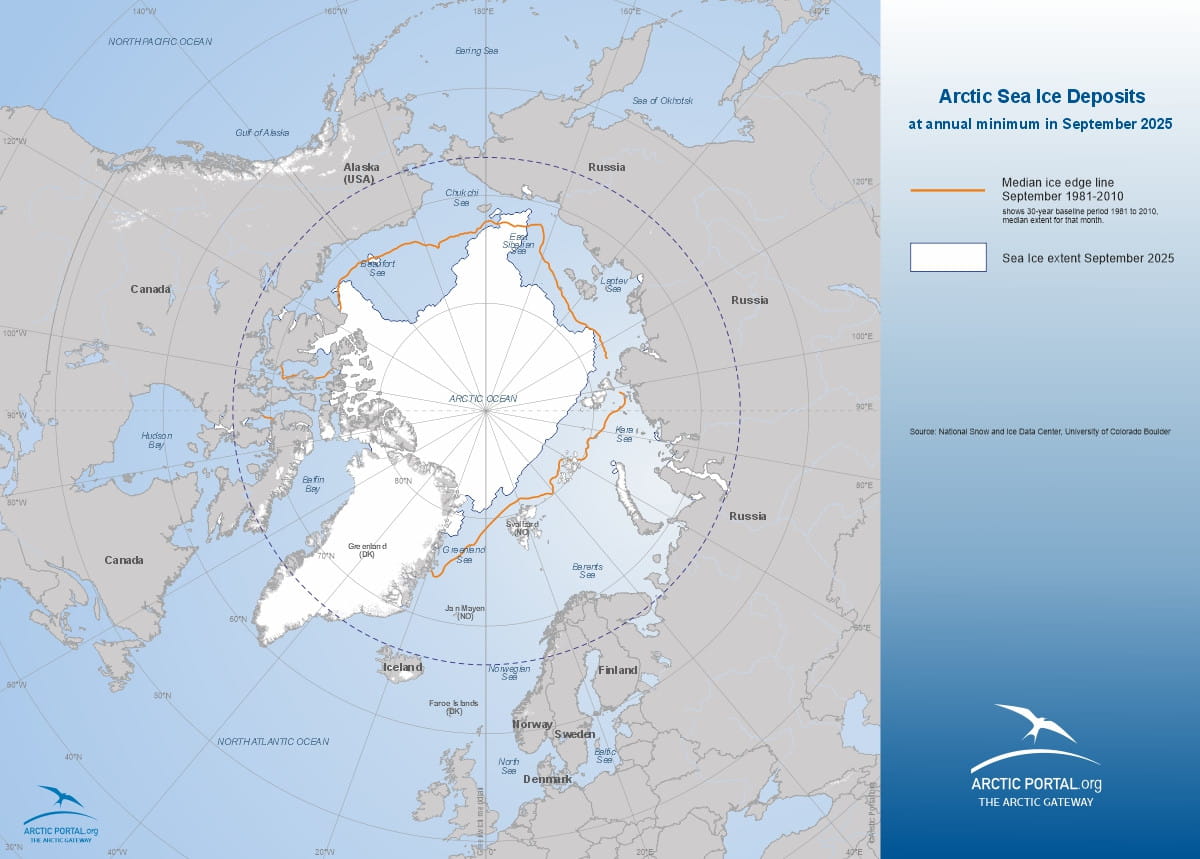 Arctic Portal Map - Arctic Sea Ice Deposits at Annual minimum September 2025