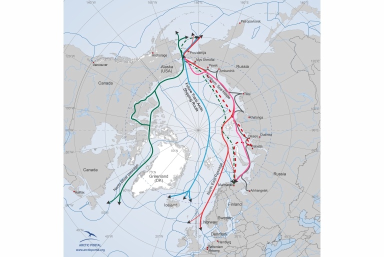 Arctic Portal Map - Arctic Sea Routes and EEZs