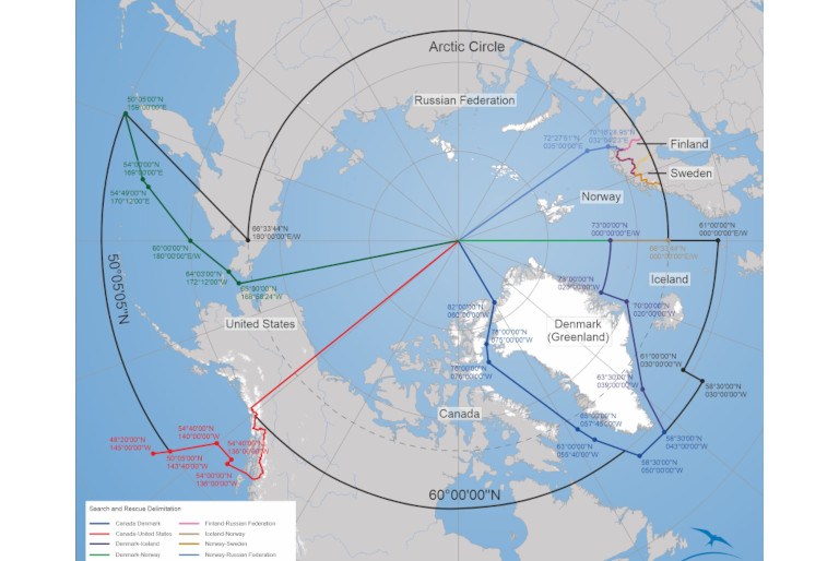Arctic Portal Map - Search and Rescue Delimitation, North America