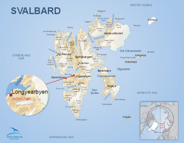 Isdammen Longyearbyen, Svalbard