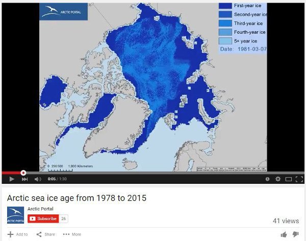 animation on Arctic Sea Ice age from 1978 to 2015