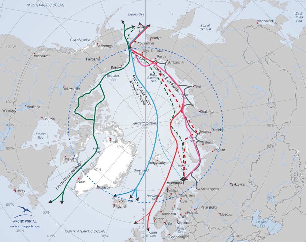 All arctic shipping routes