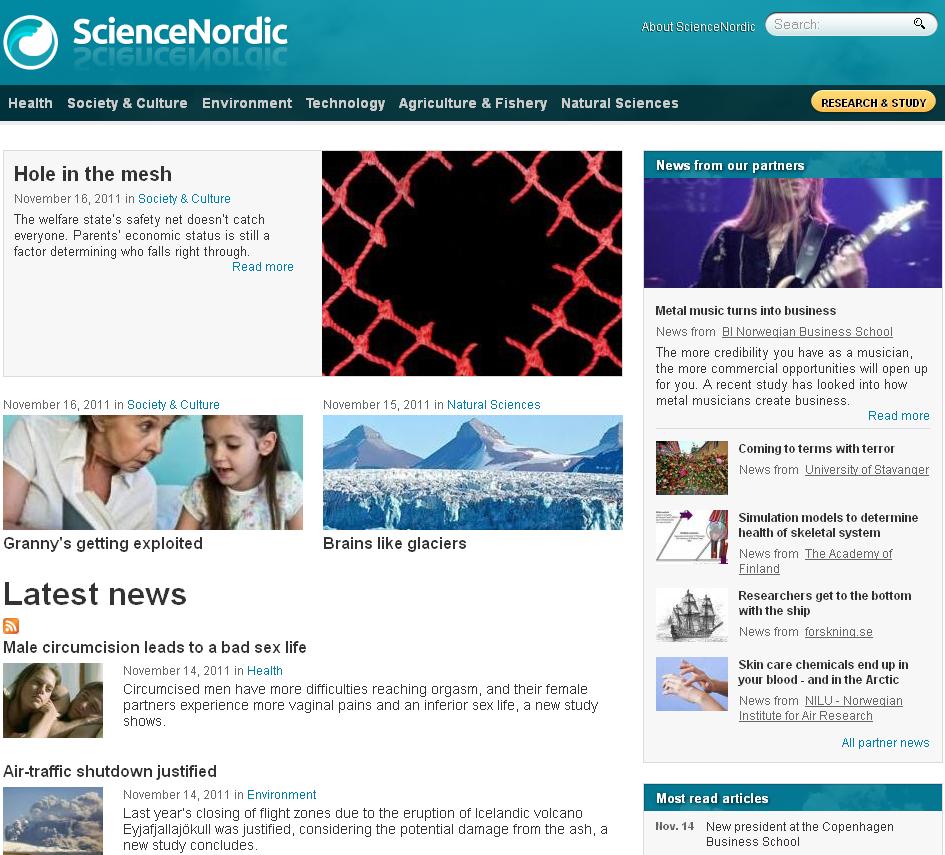 Science Nordic website