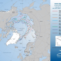 Arctic Sea Ice Deposits at annual minimum in September - Comparison between the years: 2012, 2019, 2020, 2021, 2022, 2023 & 2024