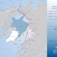 Arctic Sea Routes with Delivery Lines in Russia - Northern Sea Route, North-East Passage, Sea Ice Extent 2022
