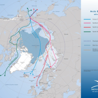 Arctic Sea Routes with main ports